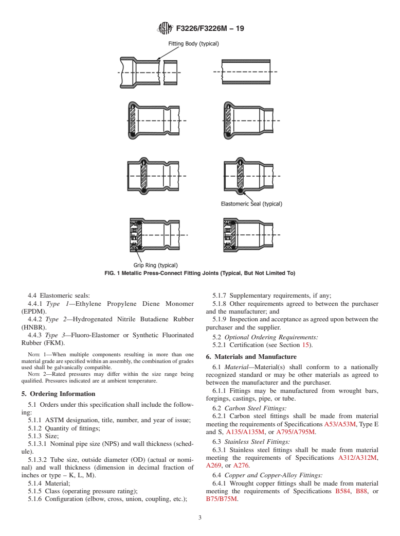 ASTM F3226/F3226M-19 - Standard Specification for Metallic Press-Connect Fittings for Piping and Tubing Systems