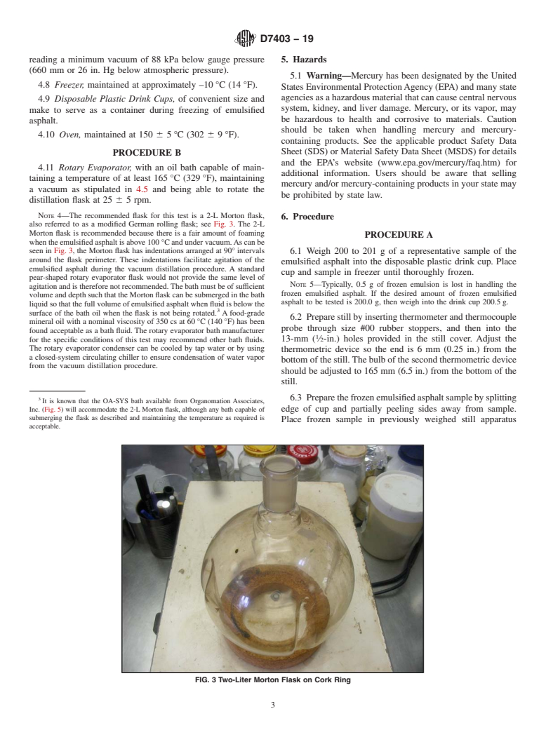 ASTM D7403-19 - Standard Test Method for  Determination of Residue of Emulsified Asphalt by Low Temperature  Vacuum Distillation