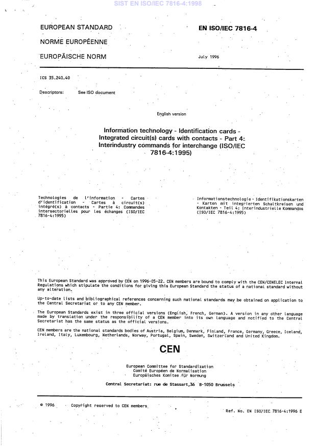EN ISO/IEC 7816-4:1998