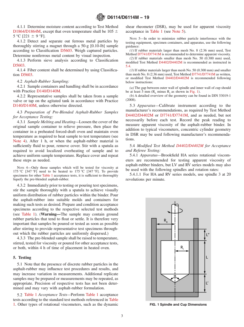 ASTM D6114/D6114M-19 - Standard Specification for  Asphalt-Rubber Binder