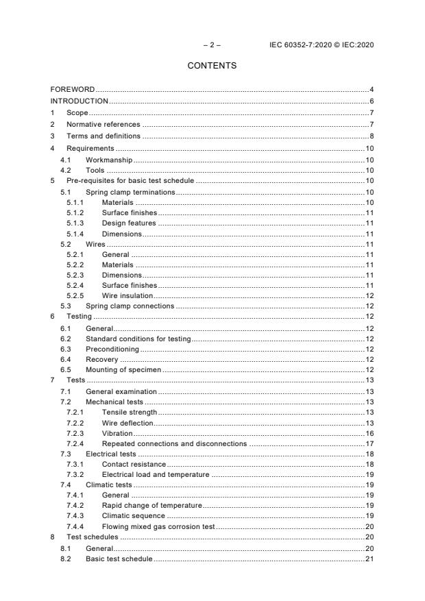 IEC 60352-7:2020 IEC 60352-7:2020 - Solderless connections - Part 7: Spring clamp connections - General requirements, test methods and practical guidance - Page 4 preview