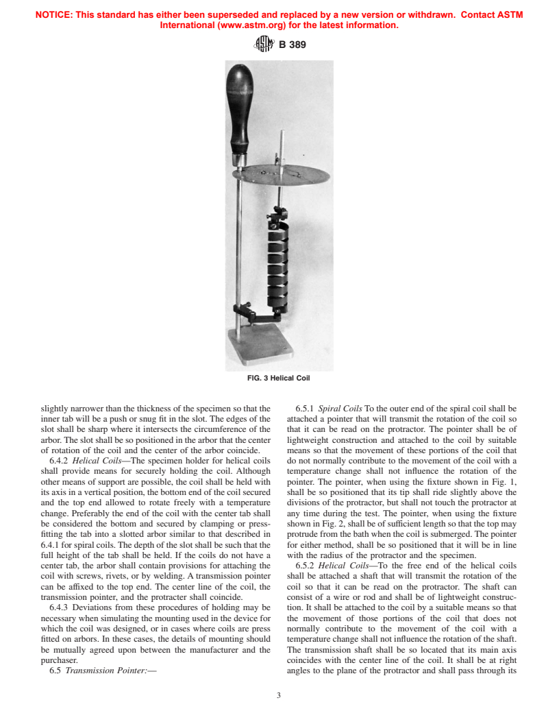 ASTM B389-81(1998) - Standard Test Method for Thermal Deflection Rate of Spiral and Helical Coils of Thermostat Metal