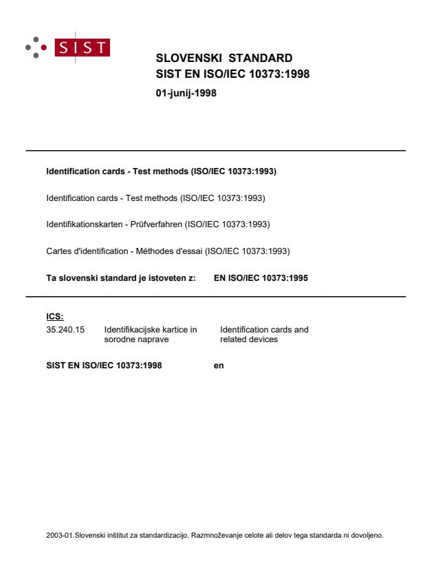 EN ISO/IEC 10373:1998