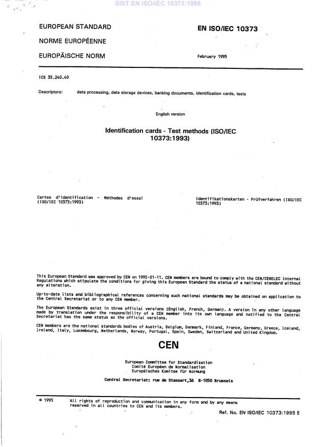 EN ISO/IEC 10373:1998
