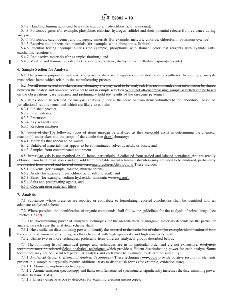 REDLINE ASTM E2882-19 - Standard Guide for Analysis of Clandestine Drug Laboratory Evidence