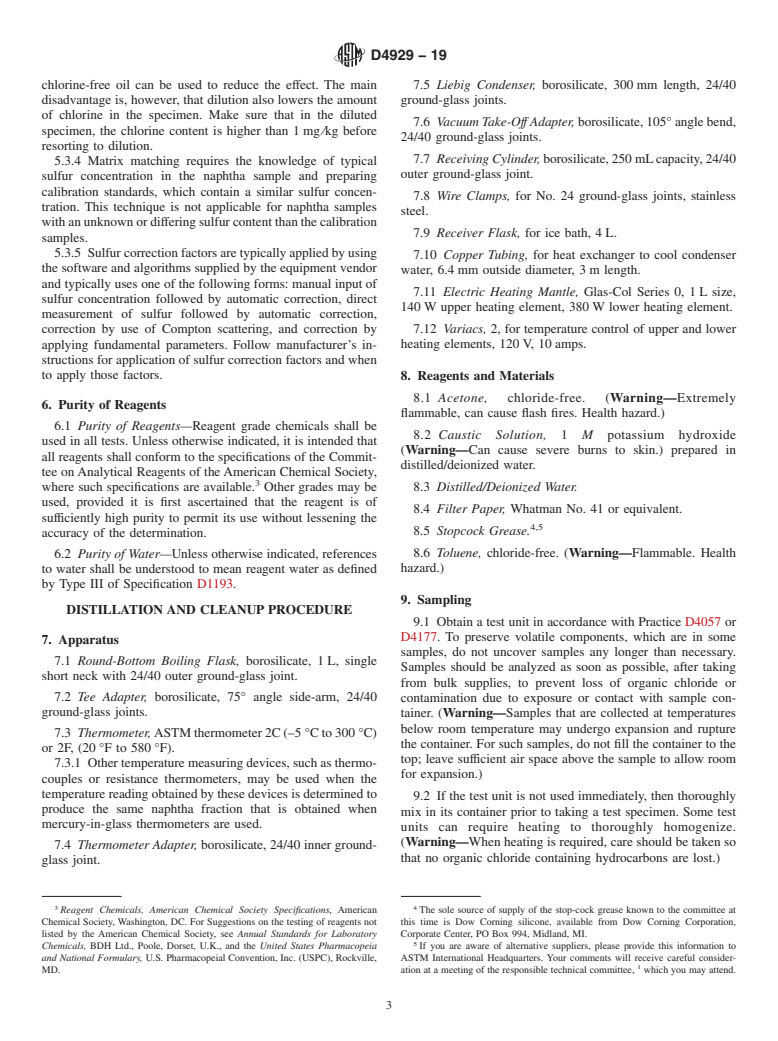 ASTM D4929-19 - Standard Test Method for  Determination of Organic Chloride Content in Crude Oil