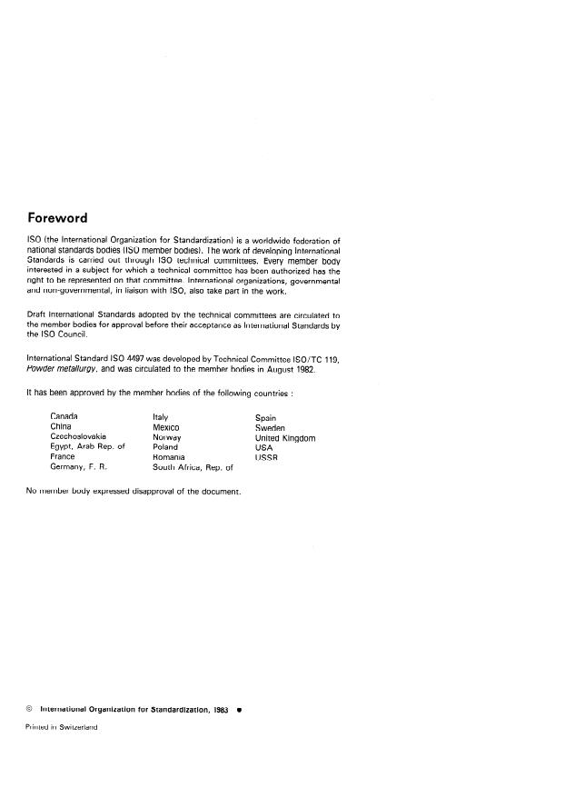 ISO 4497:1983 ISO 4497:1983 - Metallic powders -- Determination of particle size by dry sieving - Page 2 preview