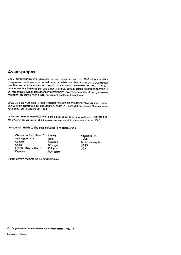 ISO 4497:1983 ISO 4497:1983 - Poudres métalliques -- Détermination de la granulométrie par tamisage a sec - Page 2 preview