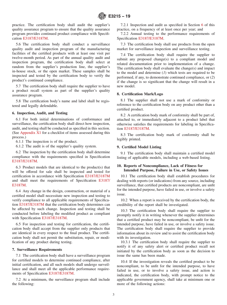 ASTM E3215-19 - Standard Practice for Certification of Less Lethal Aerosol Devices Used by Law Enforcement,  Corrections, and Other Public Safety Officers