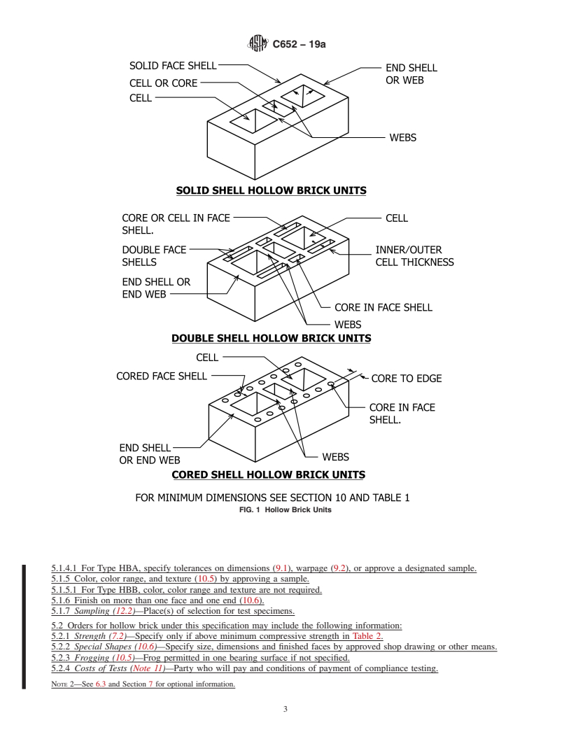 REDLINE ASTM C652-19a - Standard Specification for  Hollow Brick (Hollow Masonry Units Made From Clay or Shale)