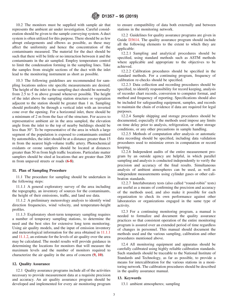 ASTM D1357-95(2019) - Standard Practice for  Planning the Sampling of the Ambient Atmosphere