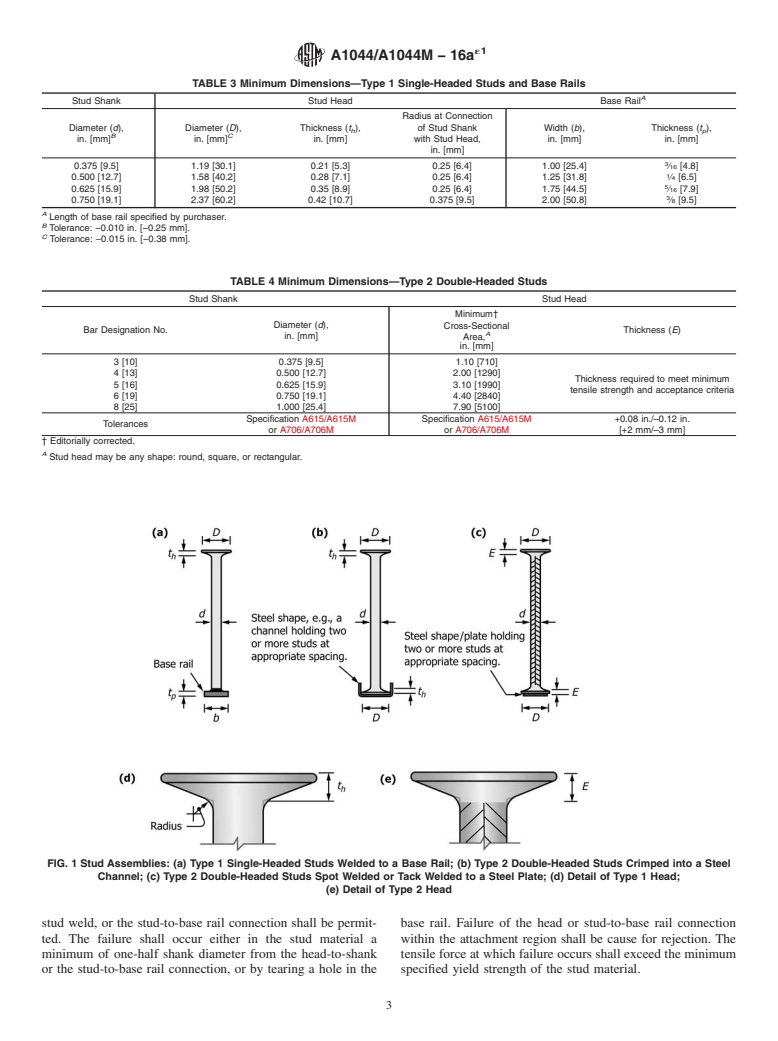 ASTM A1044/A1044M-16ae1 - Standard Specification for  Steel Stud Assemblies for Shear Reinforcement of Concrete