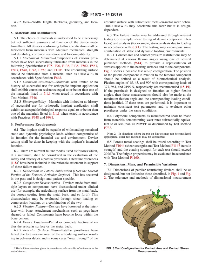 ASTM F1672-14(2019) - Standard Specification for  Resurfacing Patellar Prosthesis (Withdrawn 2023)