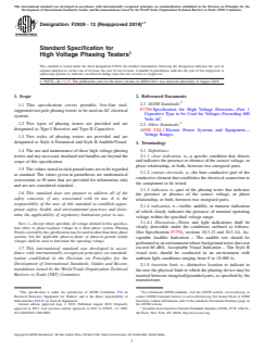 ASTM F2939-13(2019)e1 ASTM F2939-13(2019)e1 - Standard Specification for High Voltage Phasing Testers - Page 1 preview
