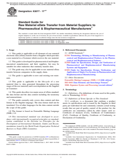 ASTM E3077-17e2 ASTM E3077-17e2 - Standard Guide for Raw Material eData Transfer from Material Suppliers to Pharmaceutical & Biopharmaceutical Manufacturers - Page 1 preview