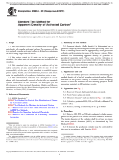 ASTM D2854-09(2019) ASTM D2854-09(2019) - Standard Test Method for Apparent Density of Activated Carbon - Page 1 preview