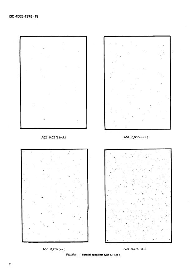 ISO 4505:1978 ISO 4505:1978 - Métaux-durs -- Détermination métallographique de la porosité et du carbone non combiné - Page 4 preview