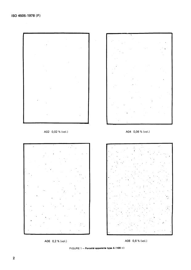 ISO 4505:1978 ISO 4505:1978 - Métaux-durs -- Détermination métallographique de la porosité et du carbone non combiné - Page 4 preview