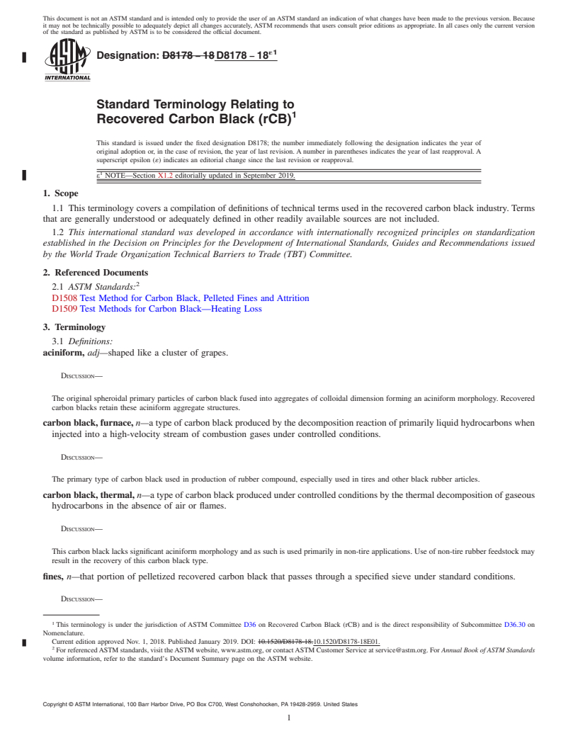 REDLINE ASTM D8178-18e1 - Standard Terminology Relating to Recovered Carbon Black (rCB)