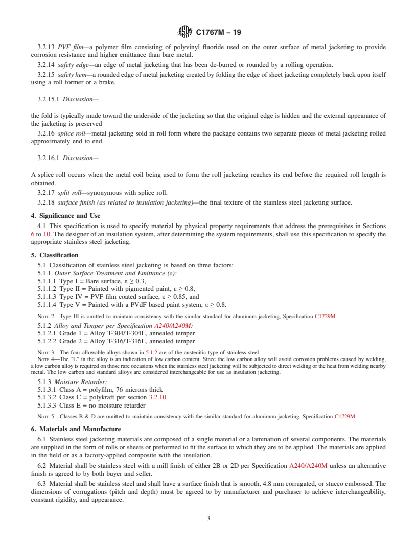 REDLINE ASTM C1767M-19 - Standard Specification for Stainless Steel Jacketing for Insulation