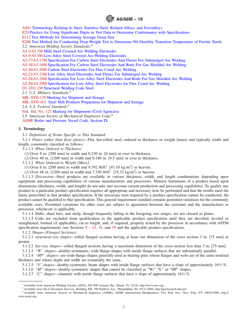 REDLINE ASTM A6/A6M-19 - Standard Specification for  General Requirements for Rolled Structural Steel Bars, Plates,  Shapes, and Sheet Piling