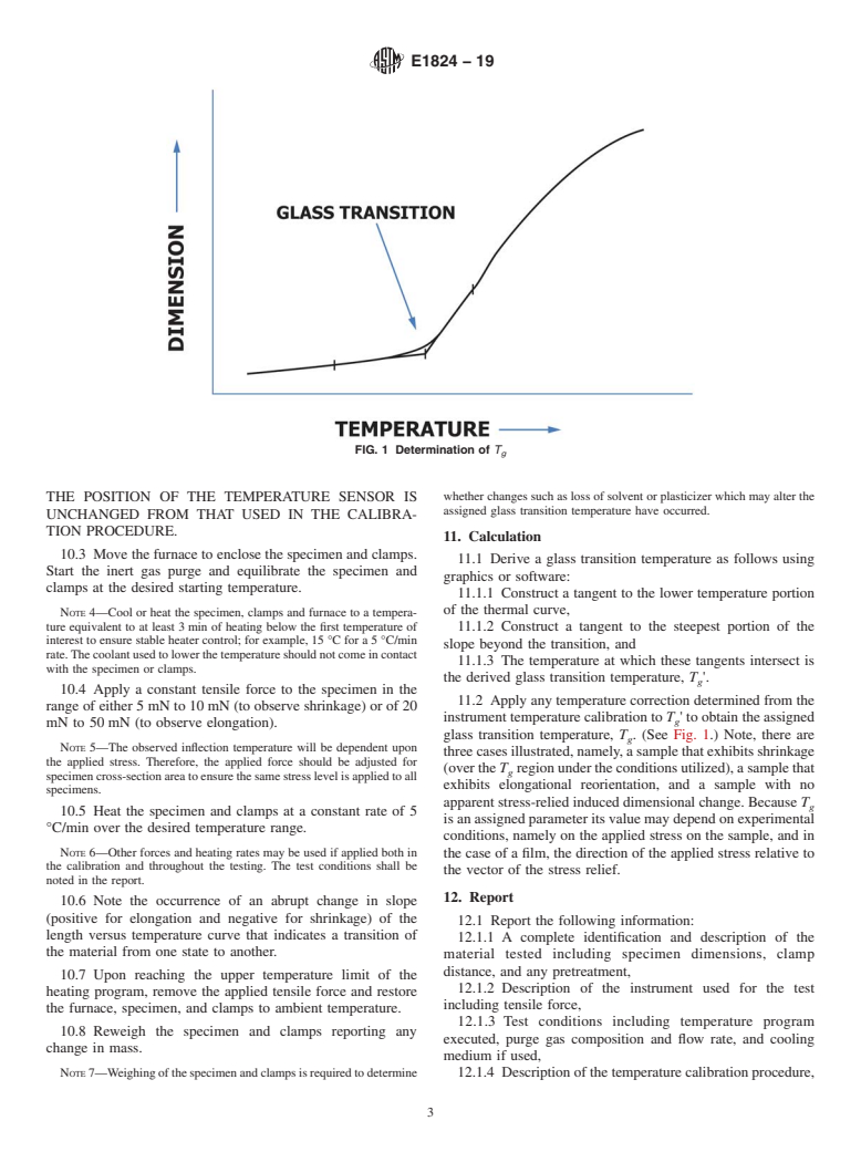 ASTM E1824-19 - Standard Test Method for  Assignment of a Glass Transition Temperature Using Thermomechanical  Analysis: Tension Method