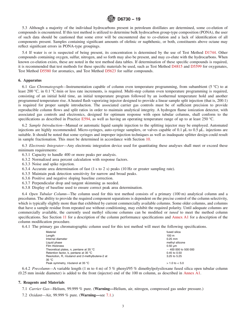 REDLINE ASTM D6730-19 - Standard Test Method for Determination of Individual Components in Spark Ignition Engine   Fuels by 100-Metre Capillary (with Precolumn) High-Resolution  Gas  Chromatography