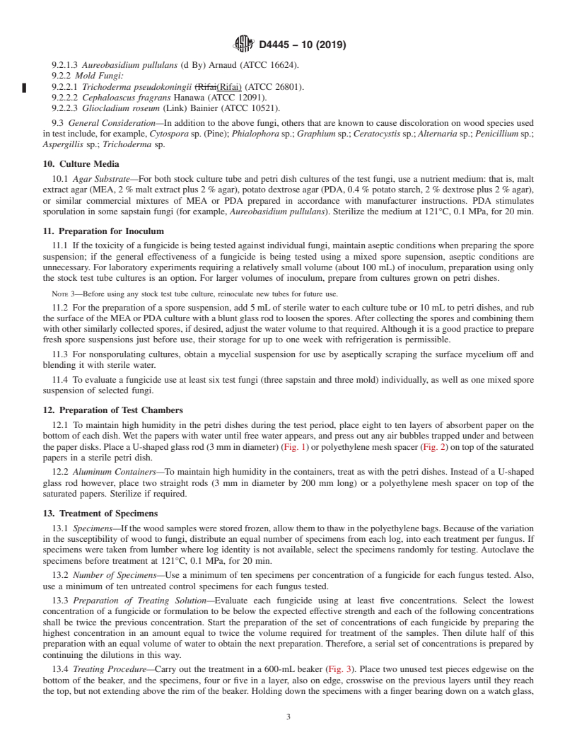 REDLINE ASTM D4445-10(2019) - Standard Test Method for Fungicides for Controlling Sapstain and Mold on Unseasoned   Lumber (Laboratory Method)