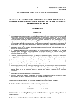 IEC 63000:2016/AMD1:2022 - Amendment 1 - Technical documentation for the assessment of electrical and electronic products with respect to the restriction of hazardous substances - Page 4 preview