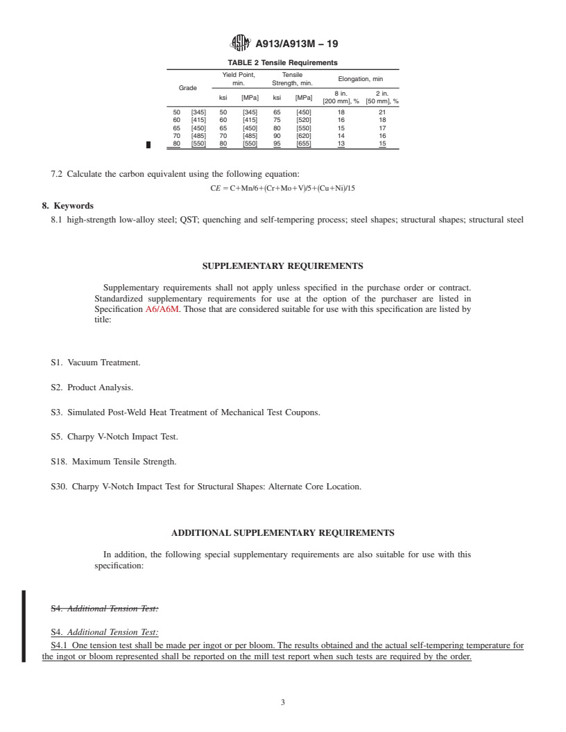 REDLINE ASTM A913/A913M-19 - Standard Specification for  High-Strength Low-Alloy Steel Shapes of Structural Quality,  Produced by Quenching and Self-Tempering Process (QST)