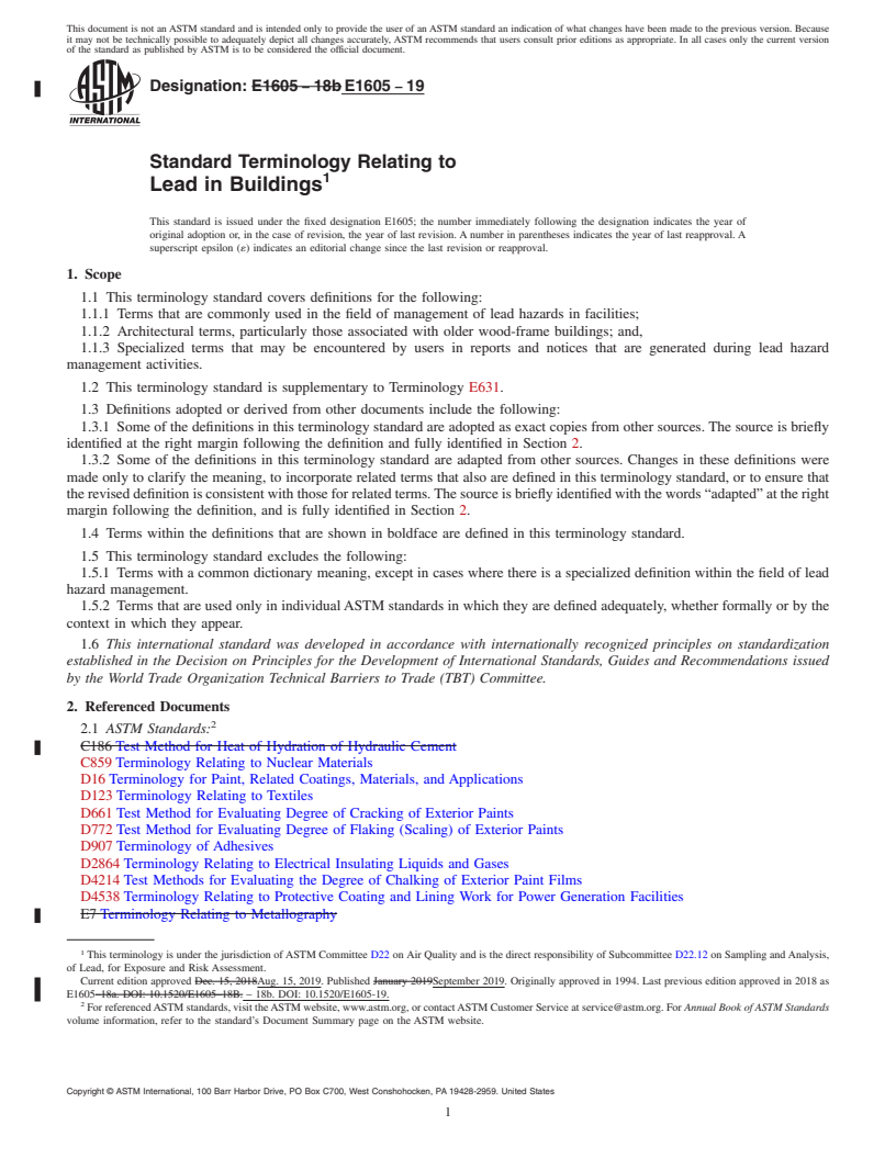 REDLINE ASTM E1605-19 - Standard Terminology Relating to Lead in Buildings