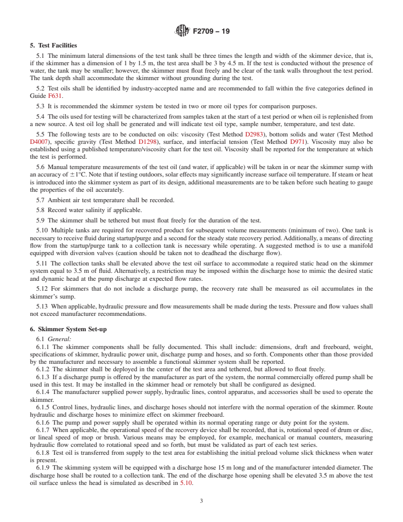 REDLINE ASTM F2709-19 - Standard Test Method for  Determining a Measured Nameplate Recovery Rate of Stationary  Oil Skimmer Systems