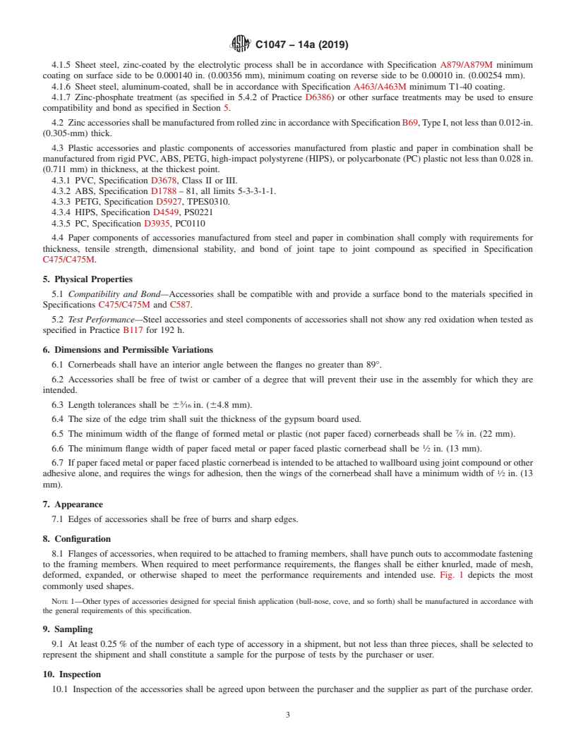 REDLINE ASTM C1047-14a(2019) - Standard Specification for Accessories for Gypsum Wallboard and Gypsum Veneer Base