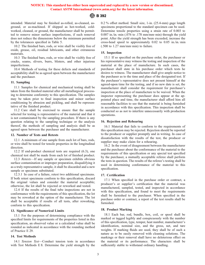 ASTM B392-99 - Standard Specification for Niobium and Niobium Alloy Bar, Rod, and Wire