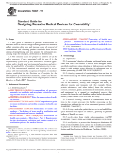 ASTM F3357-19 - Standard Guide for Designing Reusable Medical Devices for Cleanability - Page 1 preview