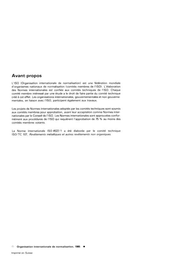 ISO 4522-1:1985 ISO 4522-1:1985 - Revetements métalliques -- Méthodes d'essai des dépôts électrolytiques d'argent et d'alliages d'argent - Page 2 preview