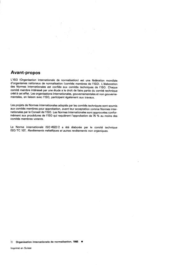 ISO 4522-2:1985 ISO 4522-2:1985 - Revetements métalliques -- Méthodes d'essais des dépôts électrolytiques d'argent et d'alliages d'argent - Page 2 preview