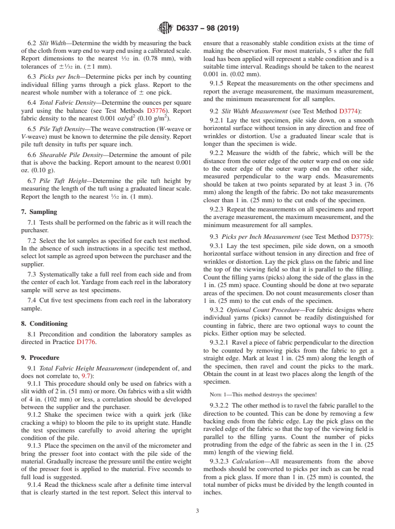 ASTM D6337-98(2019) - Standard Practice for Physical Characterization of Woven Paint Applicator Fabrics