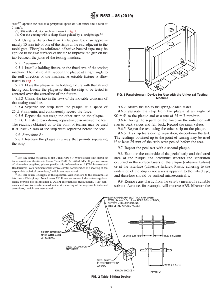 ASTM B533-85(2019) - Standard Test Method for  Peel Strength of Metal Electroplated Plastics