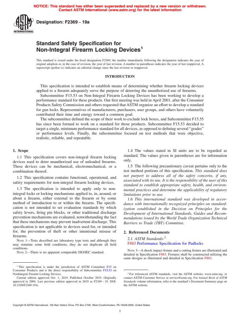 ASTM F2369-19a - Standard Safety Specification for  Non-Integral Firearm Locking Devices