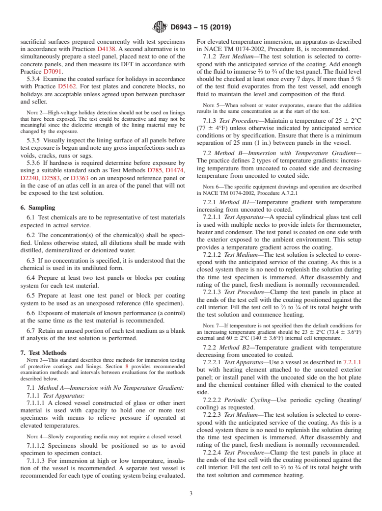 ASTM D6943-15(2019) - Standard Practice for Immersion Testing of Industrial Protective Coatings and Linings