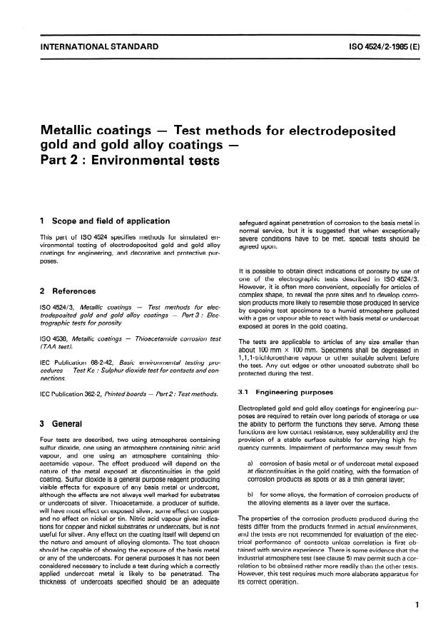 ISO 4524-2:1985 - Metallic coatings -- Test methods for electrodeposited gold and gold alloy coatings