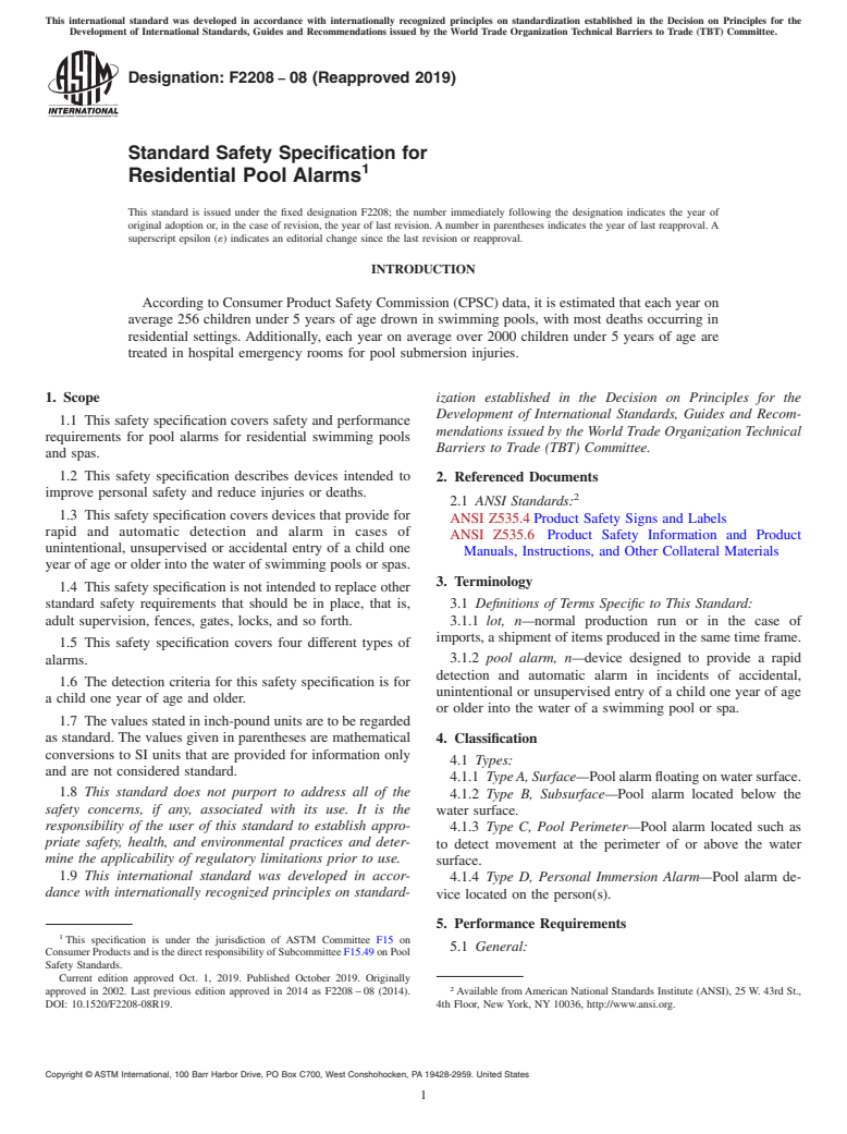 Astm Standard F2208 Pool Alarm