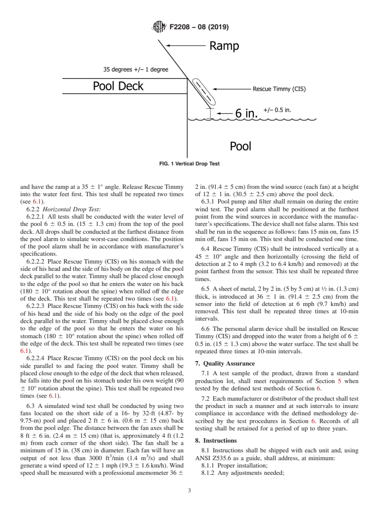 ASTM F2208-08(2019) - Standard Safety Specification for  Residential Pool Alarms