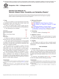 ASTM F450-13(2019) ASTM F450-13(2019) - Standard Test Methods for Vacuum Cleaner Hose—Durability and Reliability (Plastic) - Page 1 preview
