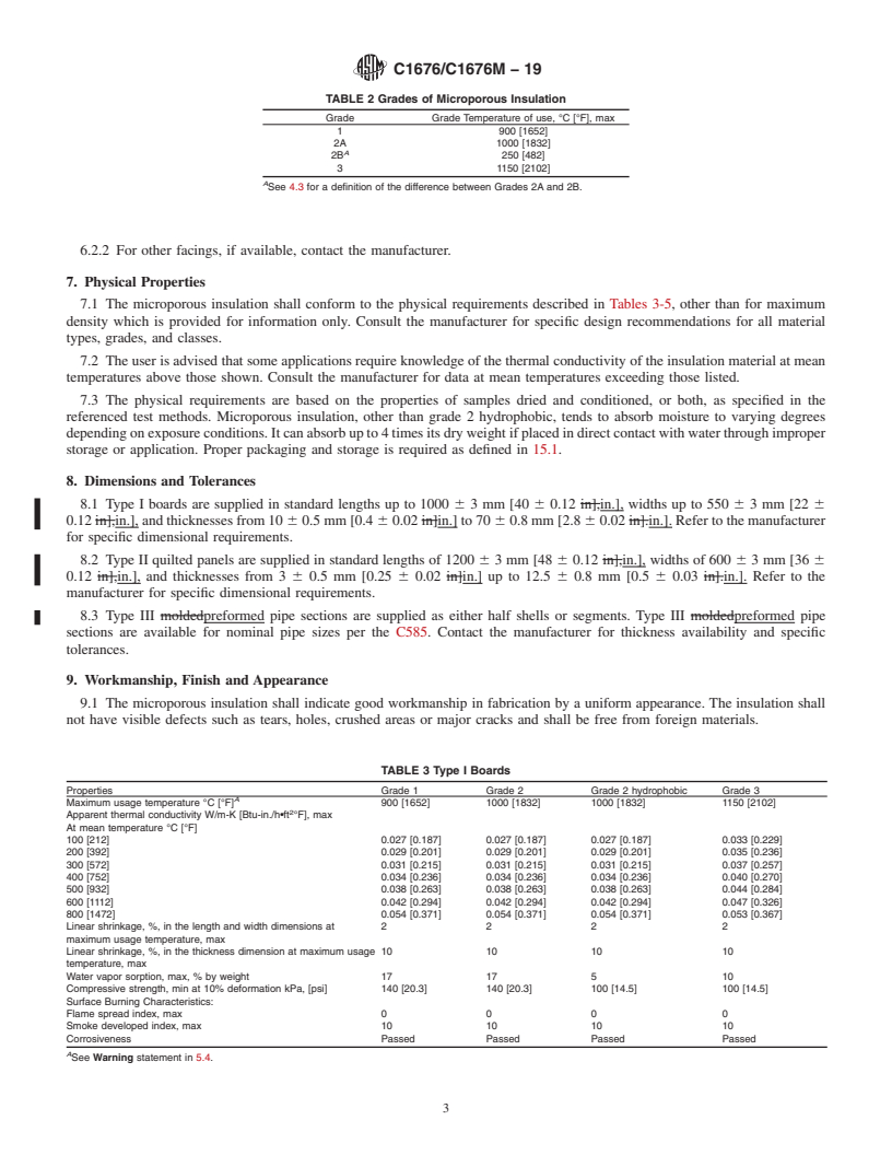 REDLINE ASTM C1676/C1676M-19 - Standard Specification for Microporous Thermal Insulation