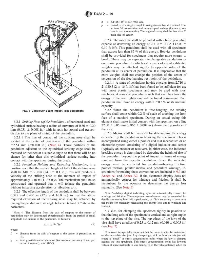 ASTM D4812-19 - Standard Test Method for Unnotched Cantilever Beam Impact Resistance of Plastics