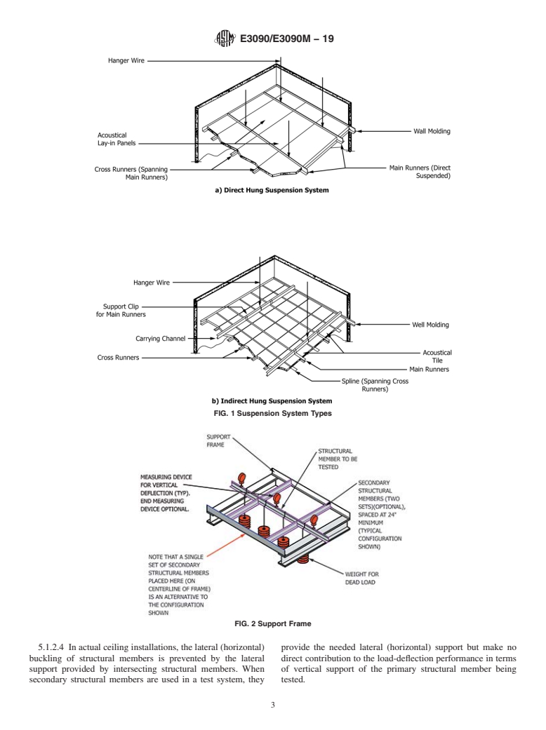 ASTM E3090/E3090M-19 - Standard Test Methods for Strength Properties of Metal Ceiling Suspension Systems