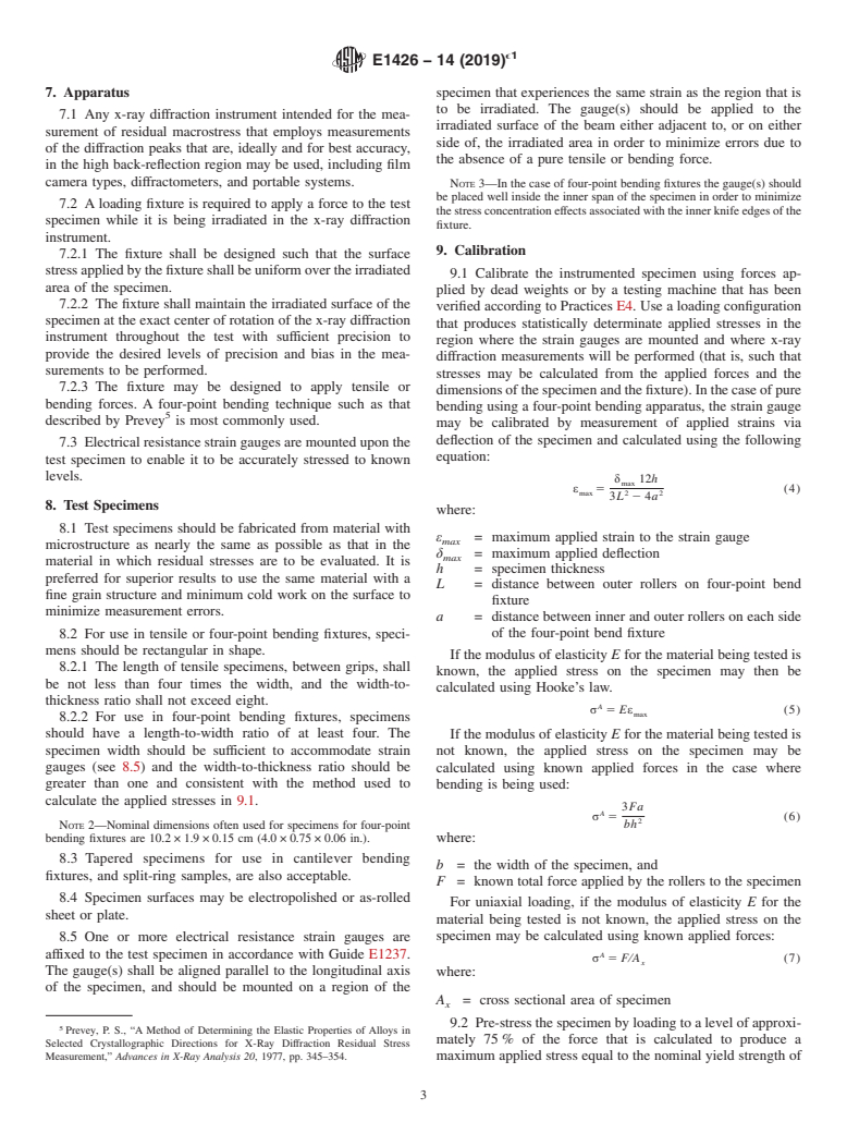 ASTM E1426-14(2019)e1 - Standard Test Method for  Determining the X-Ray Elastic Constants for Use in the Measurement  of Residual Stress Using X-Ray Diffraction Techniques