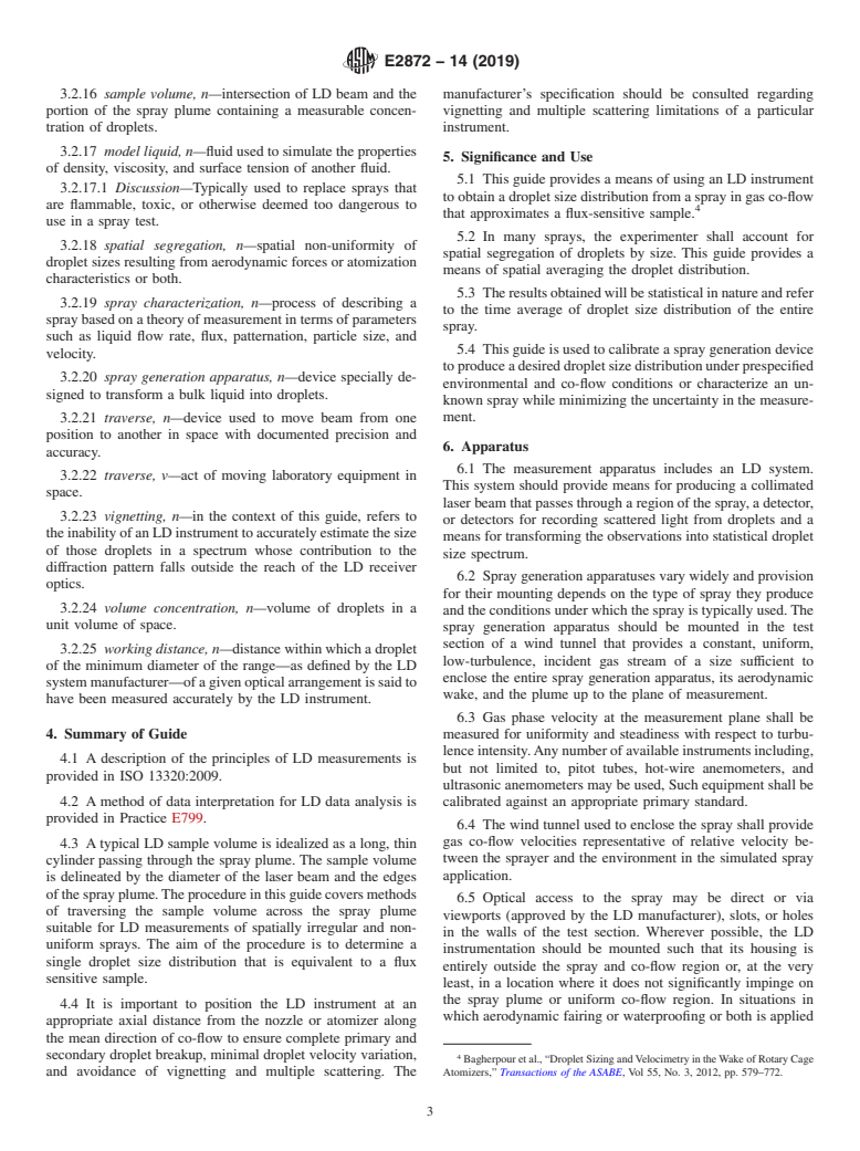 ASTM E2872-14(2019) - Standard Guide for Determining Cross-Section Averaged Characteristics of a Spray  Using Laser-Diffraction Instruments in a Wind Tunnel Apparatus